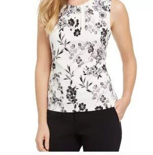 Calvin Klein Black and White Floral Blouse
